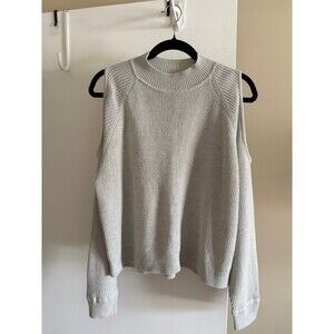 H&M Gray Cold Shoulder Sweater Long Sleeve Size L Fall Winter Closet Basic